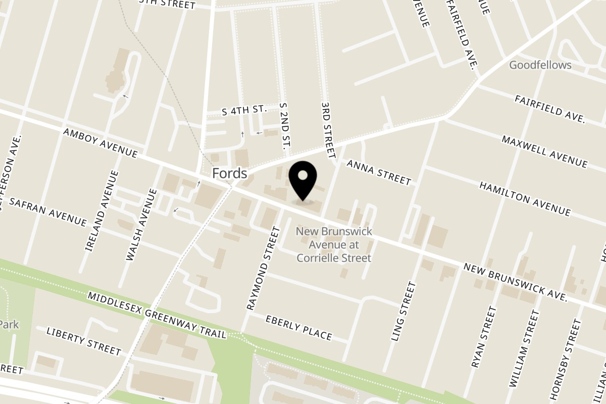 Map showing the location of EL Viejo Fred Restaurant on 558 New Brunswick Ave in Fords
